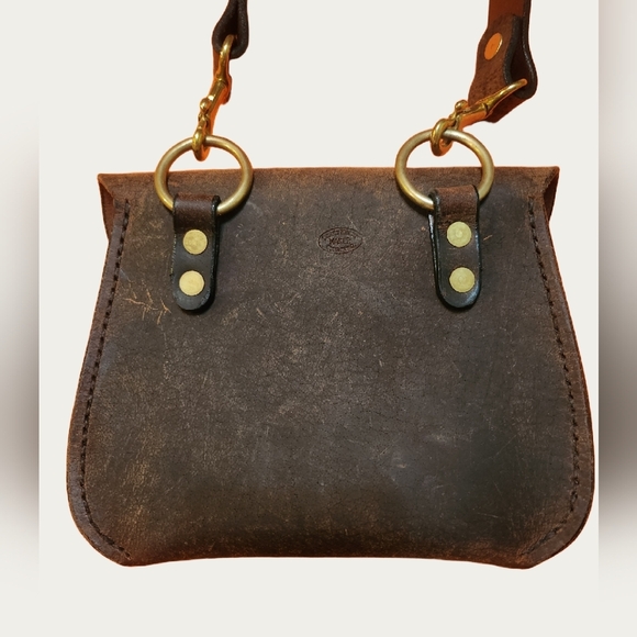 Distressed Rustic INDIE SLEEZE  DENNIS KNIGHT LEATHER crossbody, EUC - Picture 4 of 16